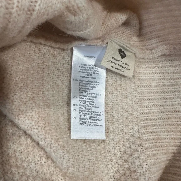Madewell NWT Cream Cable Knit Sweater | Size M | Alpaca Wool Blend Neutral Beige - Picture 4 of 9